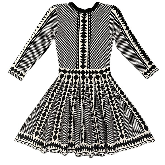Altard State Black White Sweater Dress Size S Long Sleeves Fit Flare Geometric - Picture 7 of 12